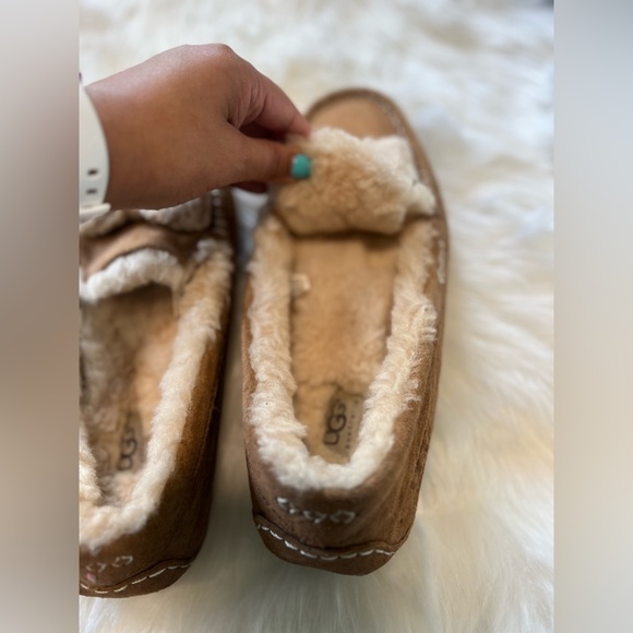 UGG ANSLEY FUR BOW slipper size 10 chestnut color - Picture 4 of 8